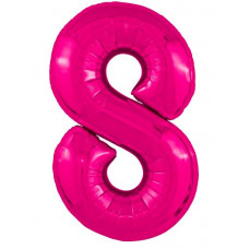 Шар (40''/102 см) Цифра, 8 Slim, Фуксия, 1 шт. в уп.