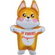 Шар (41''/104 см) Фигура, Корги на День Рождения, 1 шт. в уп. Шар (41''/104 см) Фигура, Корги на День Рождения, 1 шт. в уп.