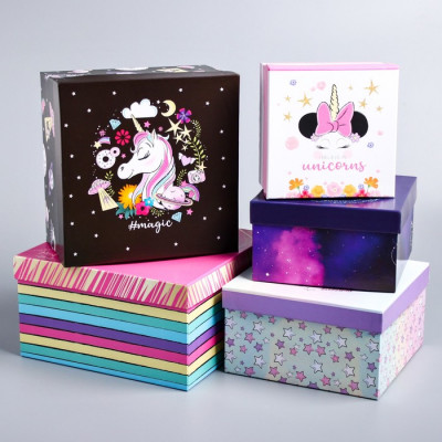 Коробка квадрат - "Unicorn", Минни Маус МИКС (5)