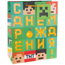 Пакет подарочный, Пиксели, С Днем Рождения!, 70*50*20 см, 1 шт. Пакет подарочный, Пиксели, С Днем Рождения!, 70*50*20 см, 1 шт.