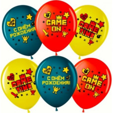 Упаковка - 25 шт. Шар (30 см) Game Time играй пиксели Упаковка - 25 шт. Шар (30 см) Game Time играй пиксели