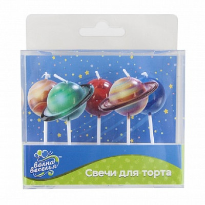 Свеча Фигура, Планеты, 5 см, 5 шт. Свеча Фигура, Планеты, 5 см, 5 шт.