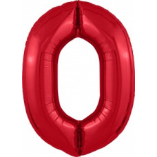Шар (40''/102 см) Цифра, 0 Slim, Красный, 1 шт. в уп.