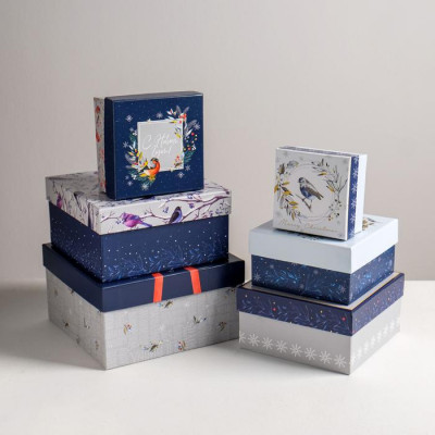 коробка нг - «Новогодний» синий белый - В - (3)