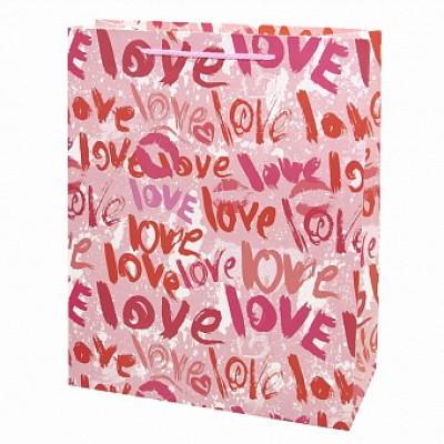 Пакет подарочный, Love (граффити), Розовый, с блестками, 32*26*12 см, 1 шт. Пакет подарочный, Love (граффити), Розовый, с блестками, 32*26*12 см, 1 шт.