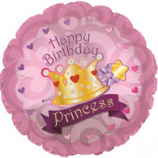 Шар Круг 46 см. - Happy birthday корона принцесса Шар Круг 46 см. - Happy birthday корона принцесса