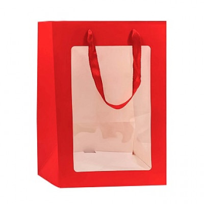 Пакет для цветов, 250гр, Прозрачное окно, Красный, 20*15*10 см, 1 шт. Пакет для цветов, 250гр, Прозрачное окно, Красный, 20*15*10 см, 1 шт.