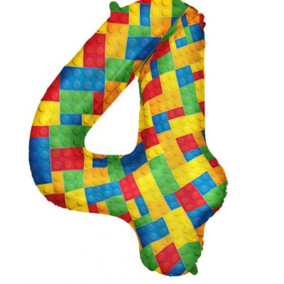 Шар (34''/86 см) Цифра, 4 Конструктор, 1 шт. в уп.