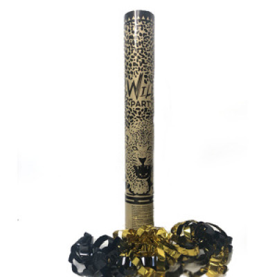 Пневмохлопушка Wild Party, black&gold серпантин 30 см