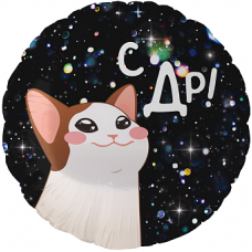 Шар (18''/46 см) Круг, С ДР! (котик), 1 шт. в уп. Шар (18''/46 см) Круг, С ДР! (котик), 1 шт. в уп.