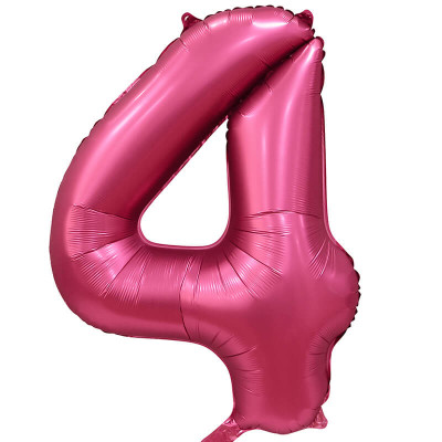 Шар (34''/86 см) Цифра, 4, Бордовый, Сатин, 1 шт. в уп.