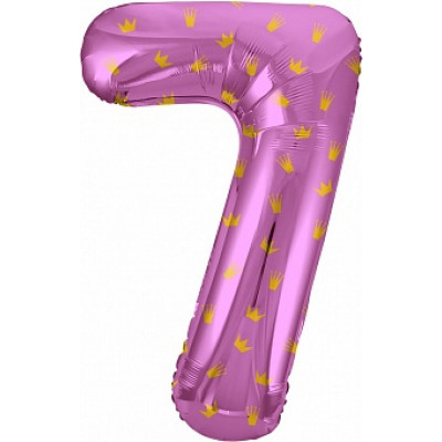 Шар (34''/86 см) Цифра, 7 Золотые короны, Розовый ЛИКВИДАЦИЯ Шар (34''/86 см) Цифра, 7 Золотые короны, Розовый ЛИКВИДАЦИЯ