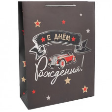 Пакет подарочный, С Днем Рождения! (ретро-авто), Металлик, 32*26*12 см, 1 шт. Пакет подарочный, С Днем Рождения! (ретро-авто), Металлик, 32*26*12 см, 1 шт.