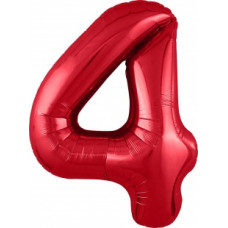 Шар (40''/102 см) Цифра, 4 Slim, Красный, 1 шт. в уп.