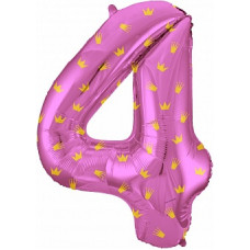 Шар (34''/86 см) Цифра, 4 Золотые короны, Розовый ЛИКВИДАЦИЯ Шар (34''/86 см) Цифра, 4 Золотые короны, Розовый ЛИКВИДАЦИЯ