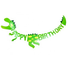 Гирлянда Динозавр, Happy Birthday, Зеленый, 150 см, 1 шт. Гирлянда Динозавр, Happy Birthday, Зеленый, 150 см, 1 шт.