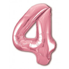 Шар (40''/102 см) Цифра, 4 Slim, Фламинго, 1 шт. в уп.