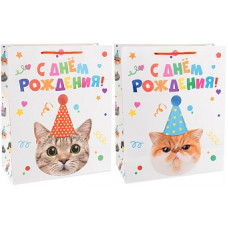 Пакет подарочный, Котенок в колпачке, Лаковый, 32*26*12 см, 1 шт. Пакет подарочный, Котенок в колпачке, Лаковый, 32*26*12 см, 1 шт.