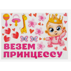 Набор магнитов на авто «Везем принцессу!», на выписку, 29,7 х 42 см Набор магнитов на авто «Везем принцессу!», на выписку, 29,7 х 42 см