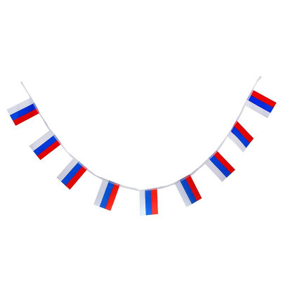 Флаги России навесные, 10х15 см, 10 шт, l=2.5 м, полиэстер 1118161 Флаги России навесные, 10х15 см, 10 шт, l=2.5 м, полиэстер 1118161