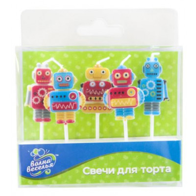Свеча Фигура, Роботы, 7 см, 5 шт.